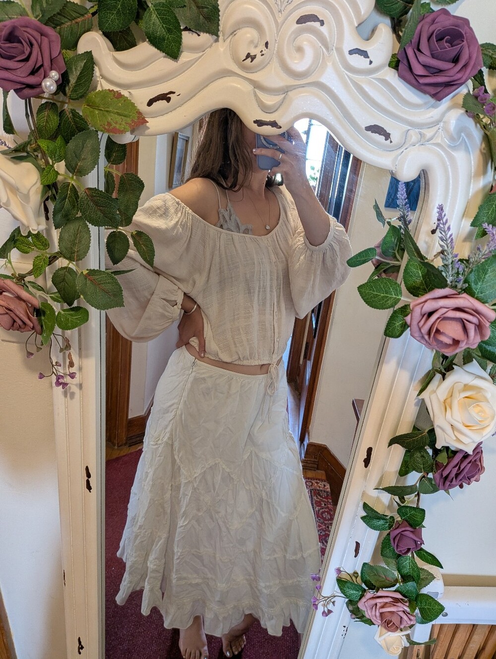 Apt. 9 White 100% Cotton Midi Skirt With Lining. Size 4
